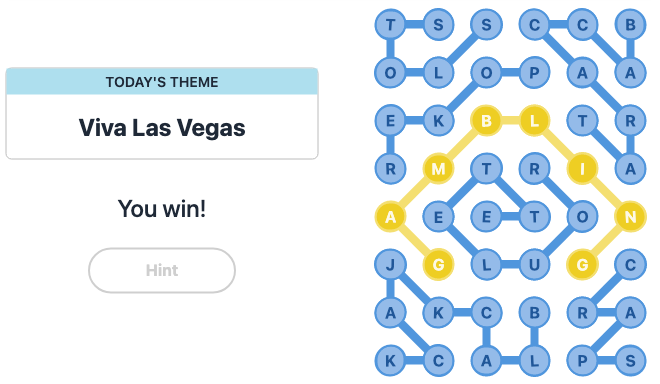 Completed NYT Strands puzzle grid for 27th January 2025